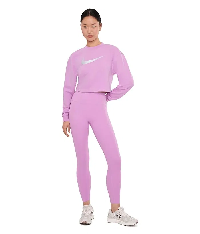 Футболка Nike Pro Dri-FIT с круглым вырезом, Light Magenta/Metallic Silver/White — фото 2