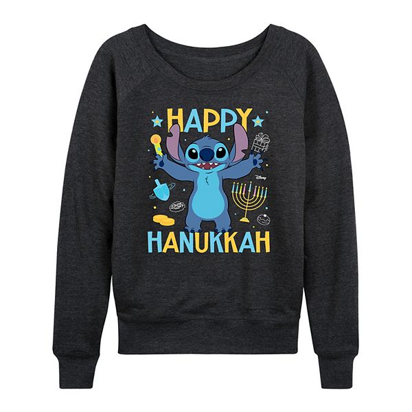 

Женская футболка Lilo & Stitch Happy Hanukkah Stitch с длинным рукавом из френч терри Disney, Heather Charcoal