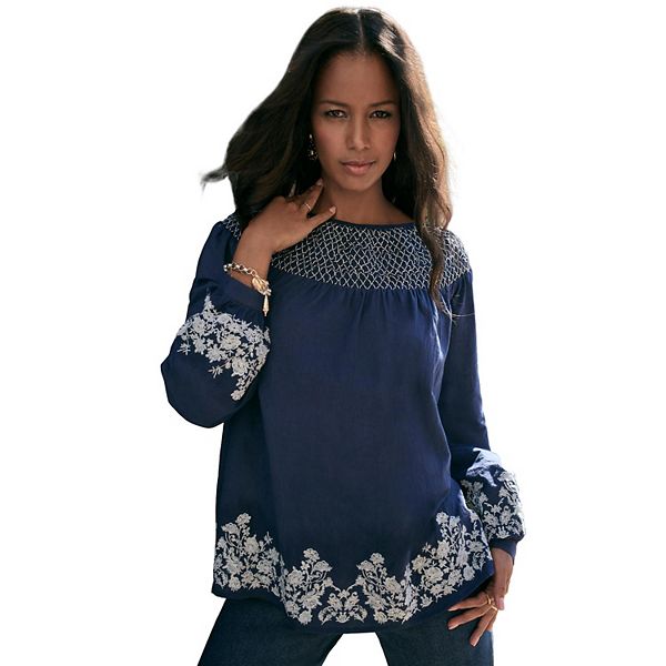 

Женская блузка с вышивкой и сборкой, plus size Roaman'S