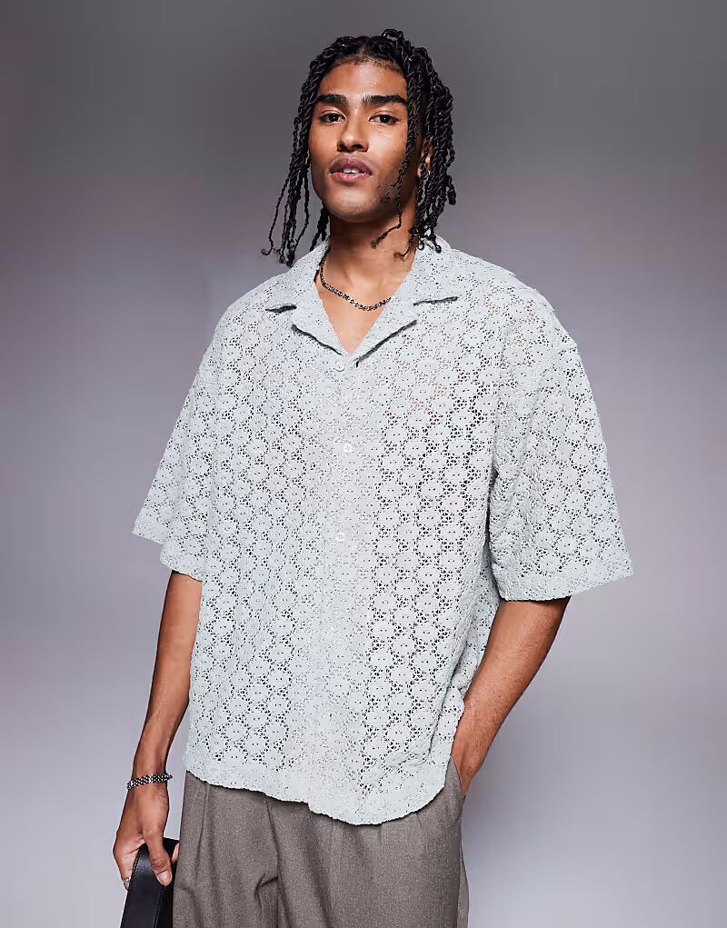 

Рубашка свободного кроя свободного кроя ASOS DESIGN премиум-класса в цвете шалфейно-зеленый