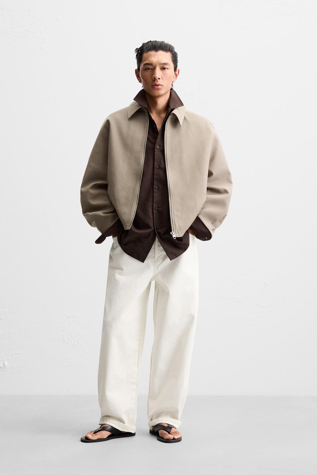 

Контрастный жакет свободного покроя ZARA, цвет Taupe grey