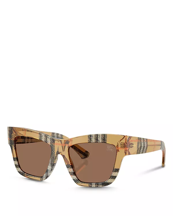 

Квадратные солнцезащитные очки, 53 мм Burberry, коричневый