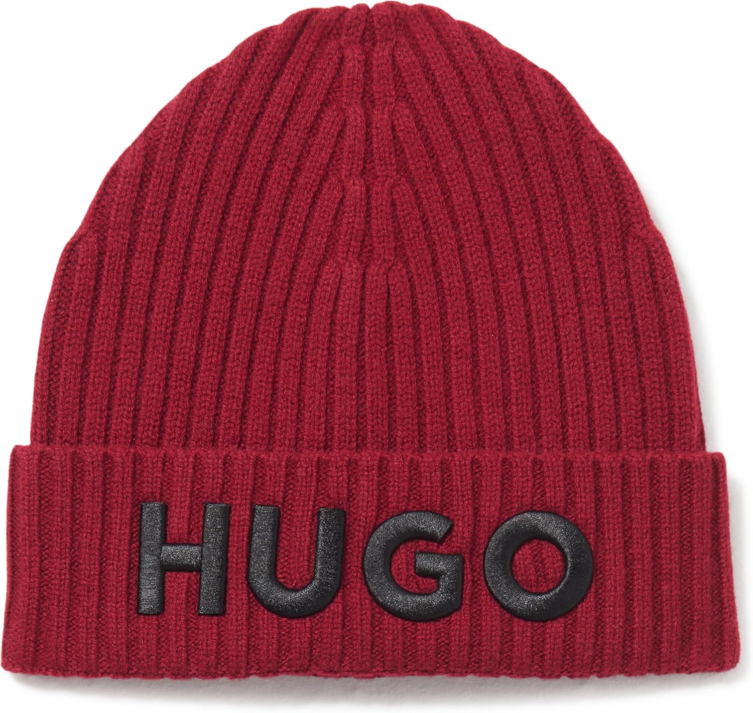 

Мужская шапка-бини HUGO с большим логотипом в рубчик, Crimson Red