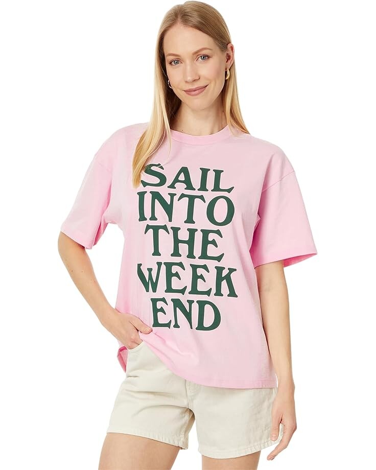 

Футболка Vineyard Vines Oversized Crew Neck SS Tee, цвет Flamingo
