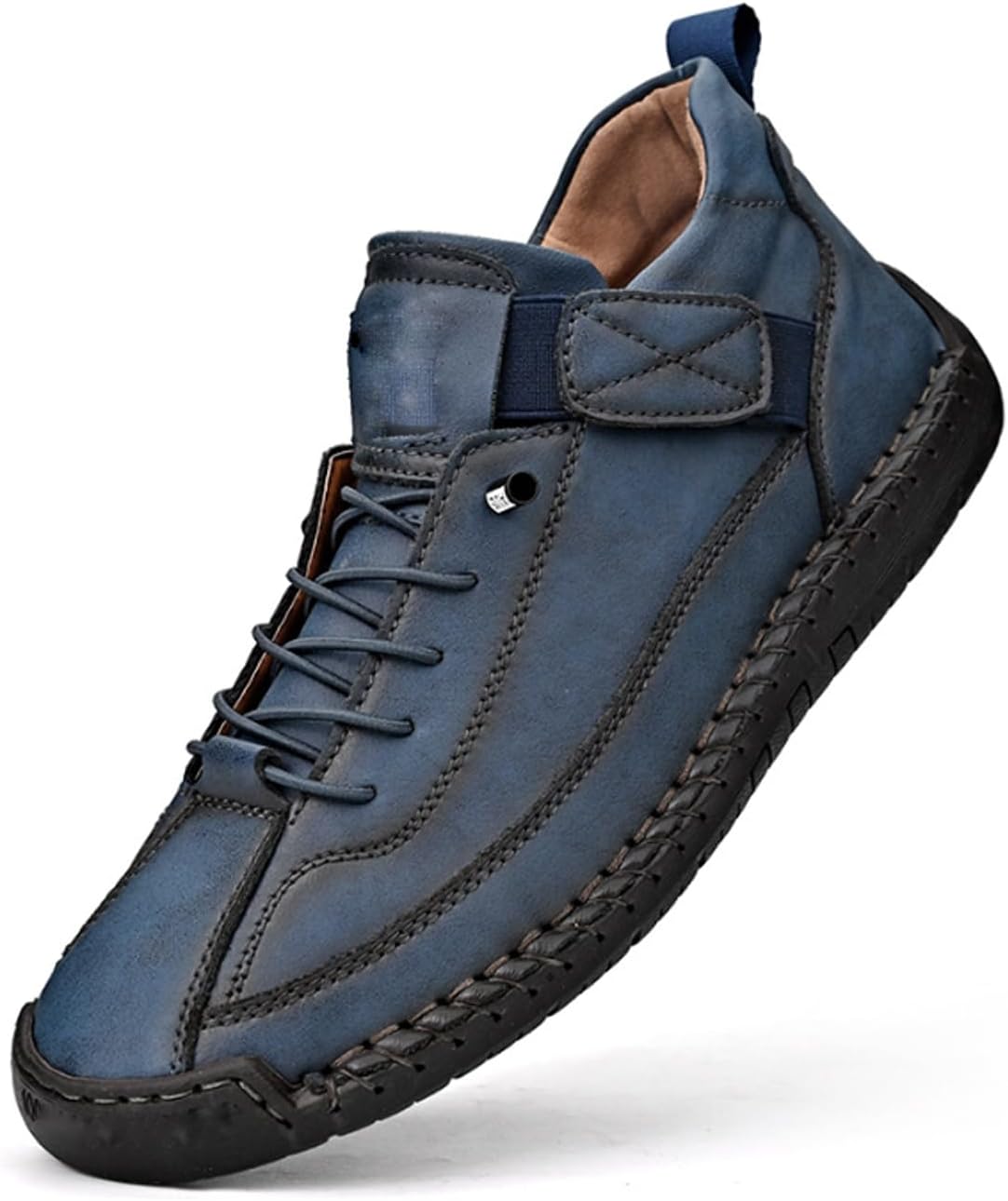 

Удобные ортопедические кроссовки, ручной работы из кожи, комфортная обувь, регулируемые противоскользящие ботинки на мягкой подошве Generic, синий