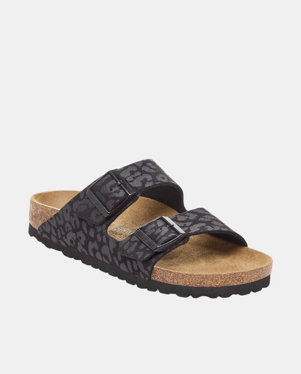 Женские сандалии из искусственной кожи с анималистическим принтом Birkenstock, черный — фото 2