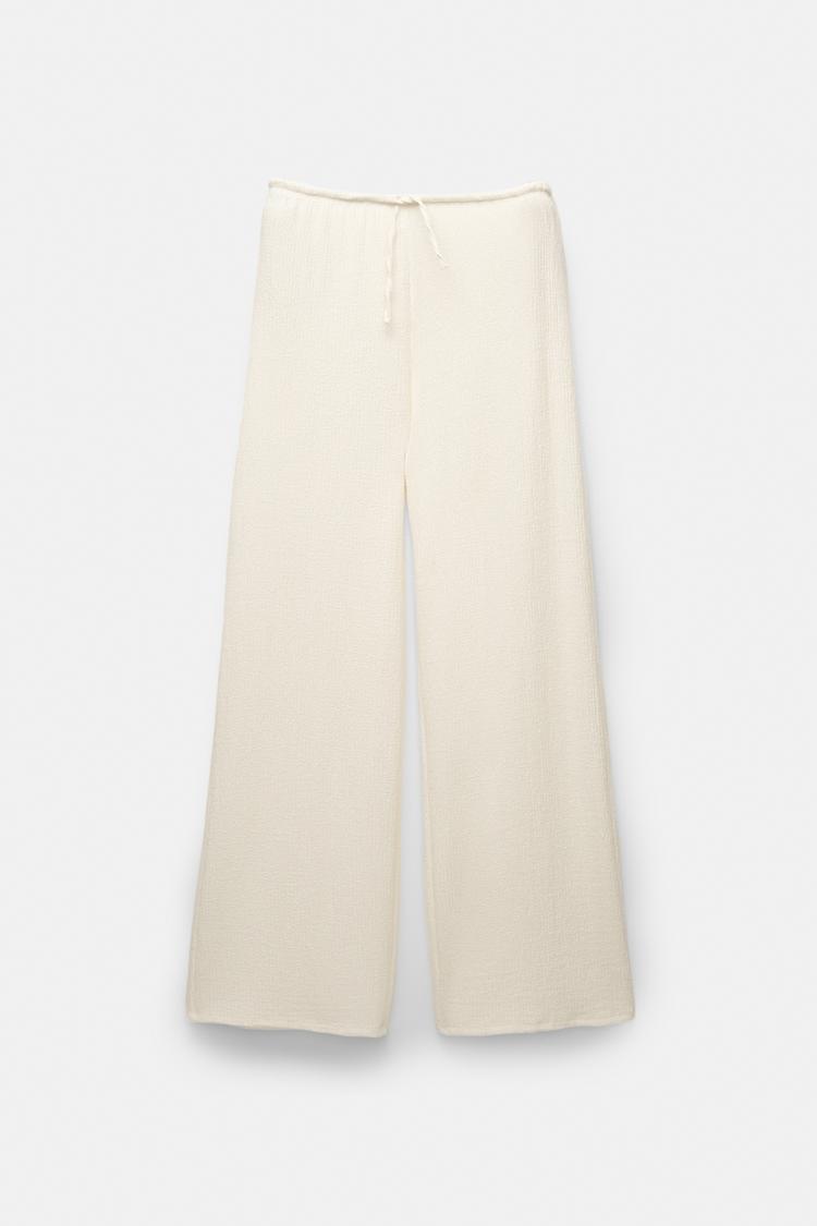 

Широкие креповые брюки Pull And Bear, экрю