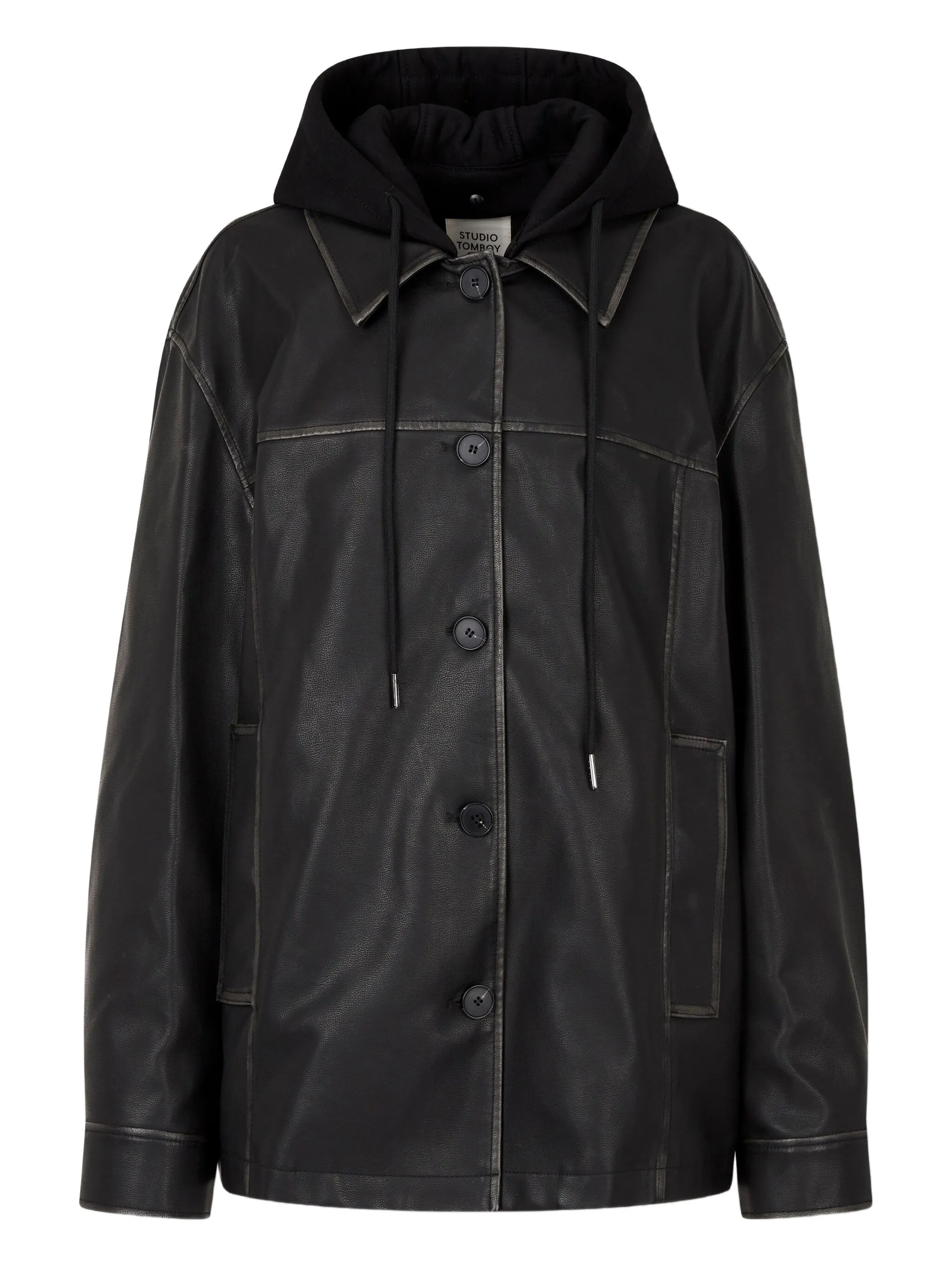 

Куртка из искусственной кожи с капюшоном Studio Tomboy, коричневый