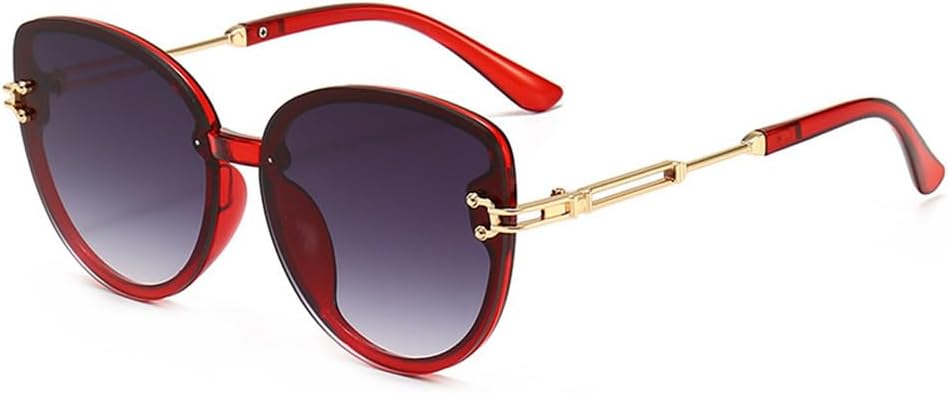 

Модные солнцезащитные очки «кошачий глаз» для женщин и мужчин, для активного отдыха, градиентные солнцезащитные очки с металлической оправой, черные, синие, красные, с защитой от УФ-излучения UV400 KTUCN, Red