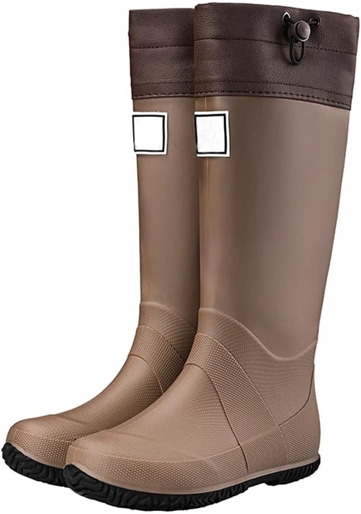 

Мужские и женские резиновые сапоги, длинные и высокие водонепроницаемые резиновые туфли Generic, коричневый