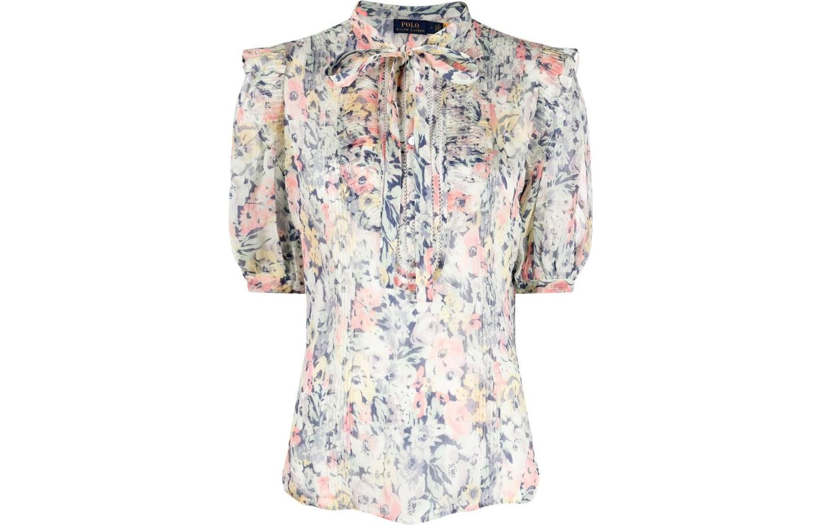 

Блузка с коротким рукавом с цветочным принтом Polo Ralph Lauren, мультиколор