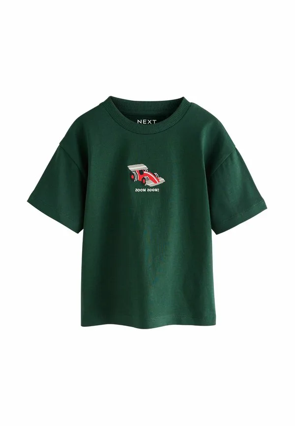 Футболка с коротким рукавом и небольшим графическим принтом Next, Green Embroidered Race Car