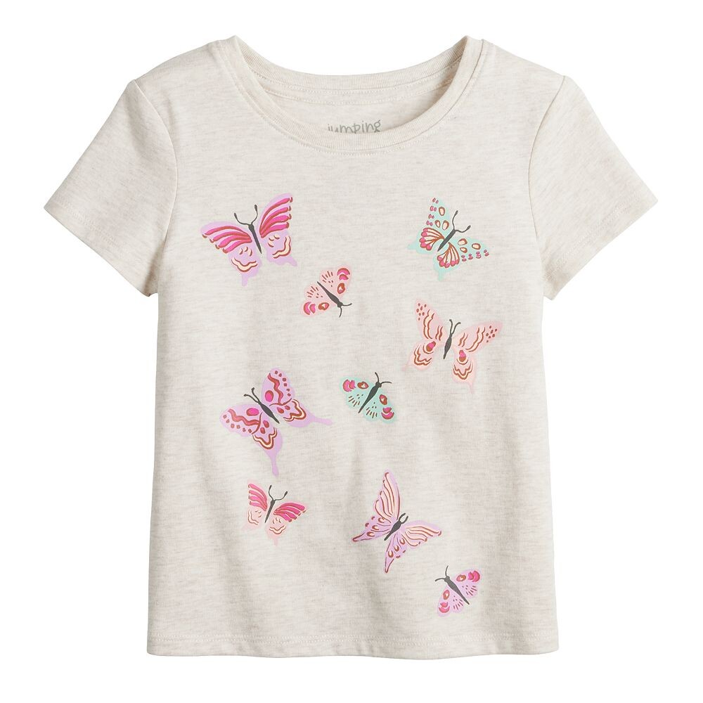 

Футболка с принтом Jumping Beans для девочек 4–12 лет, цвет Oatmeal Butterflies
