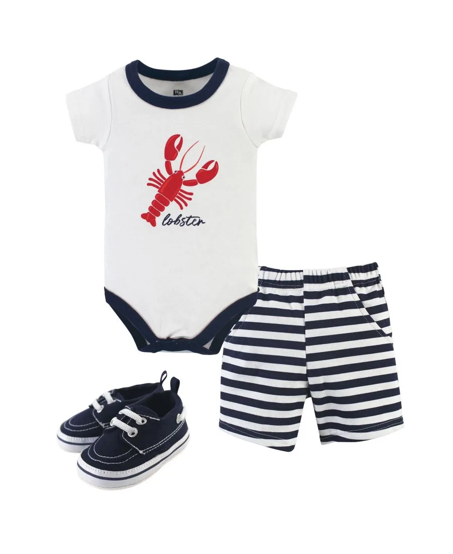 Хлопковый боди, шорты и комплект обуви Hudson Baby, Lobster