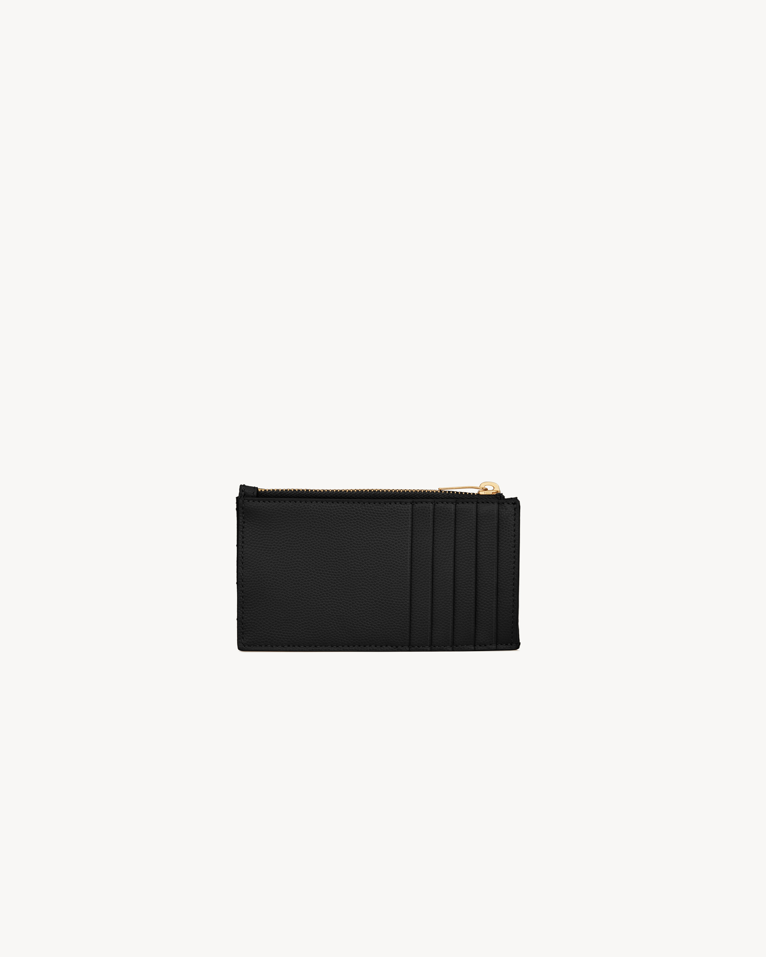 Фрагментарный футляр для карт Cassandre Matelasse из кожи Grain de Poudre Saint Laurent, черный — фото 2