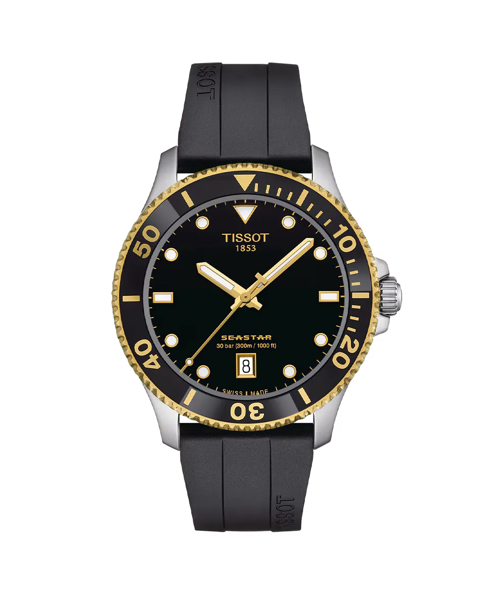 

Мужские часы из коллекции Seastar из черной резины Tissot, черный