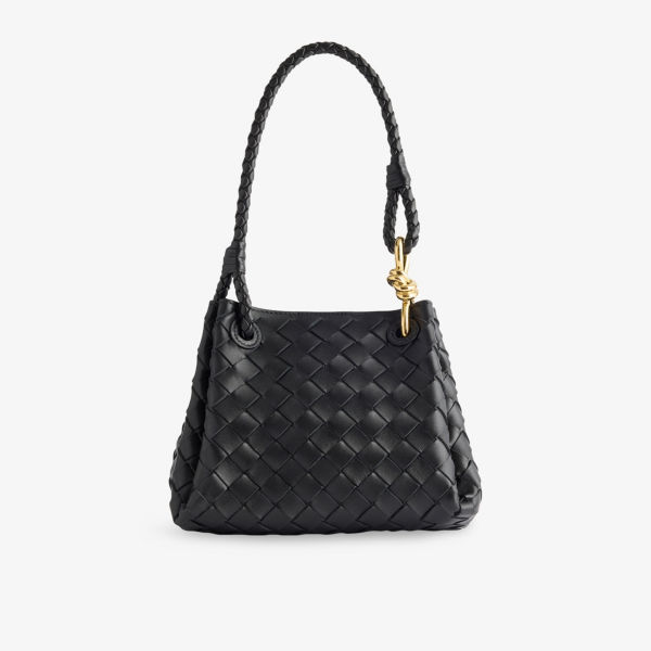 

Маленькая кожаная наплечная сумка Parachute Bottega Veneta, черный