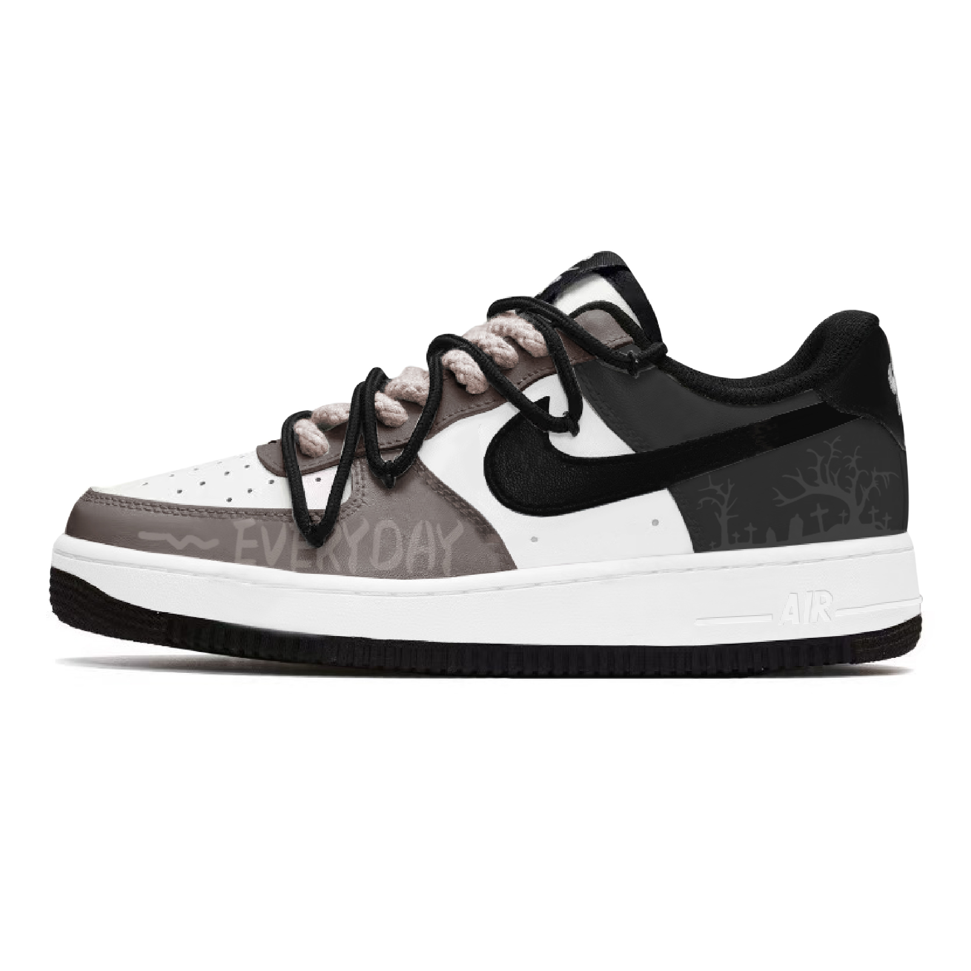 

Детские кроссовки для скейтбординга Air Force 1 для начальной школы Nike, черный/коричневый