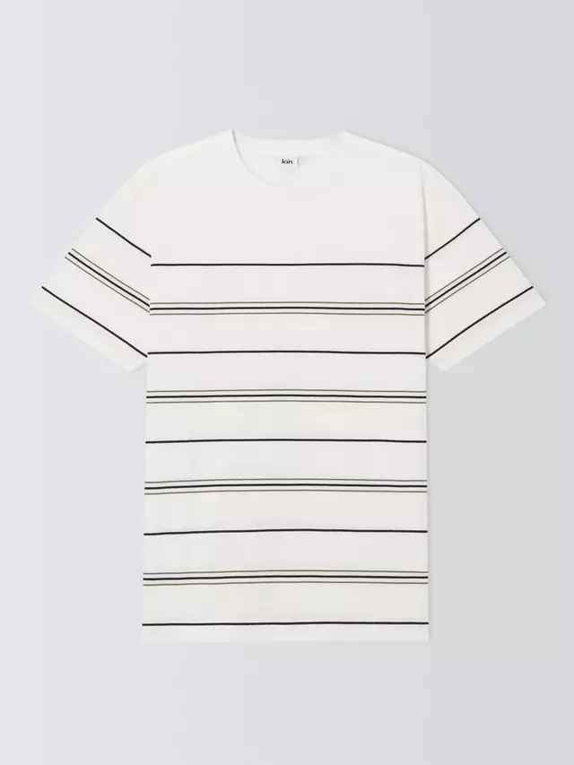 

Футболка Kin Linear Placement Stripe Cotton, цвет ecru/shiitake
