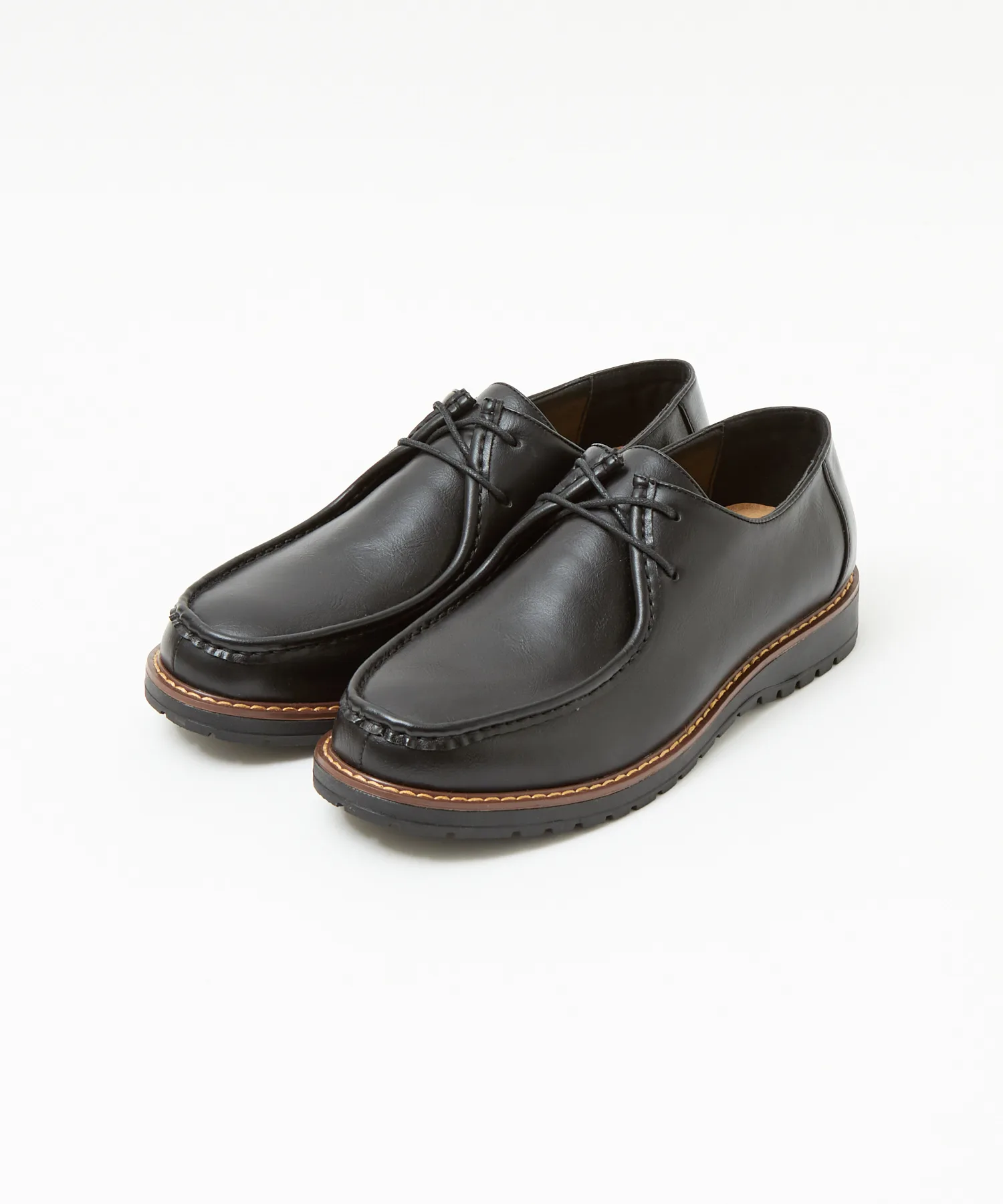 Унисекс туфли из синтетической кожи Tank Sole Plain Toe Oxford U-Tip черные MYSELF ABAHOUSE — фото 3