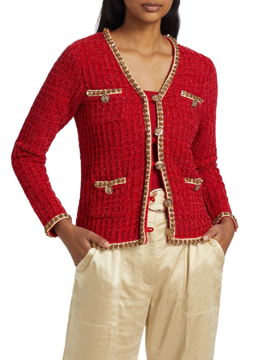 

Трикотажная куртка Heritage Giorgia Elie Tahari, цвет Ruby Red Lurex, Красный, Трикотажная куртка Heritage Giorgia Elie Tahari, цвет Ruby Red Lurex