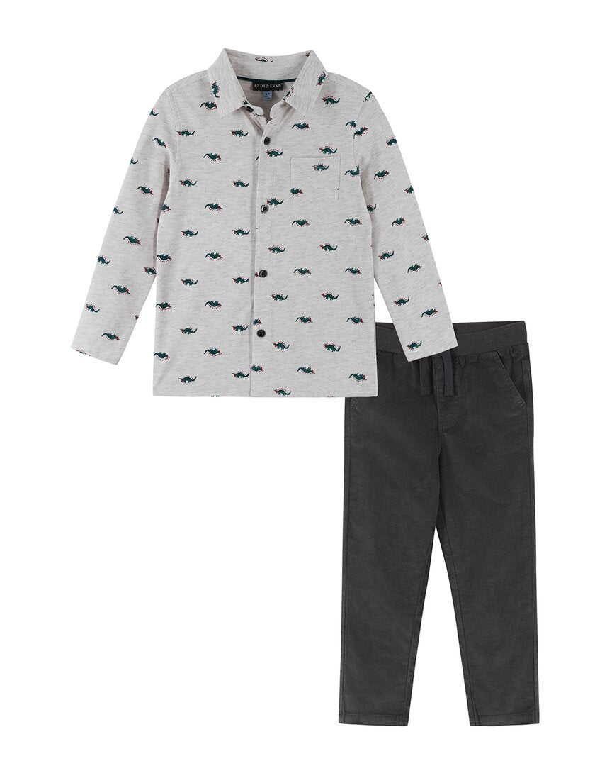 

Комплект из 2 предметов: трикотажная рубашка и брюки от Andy & Evan, Tan