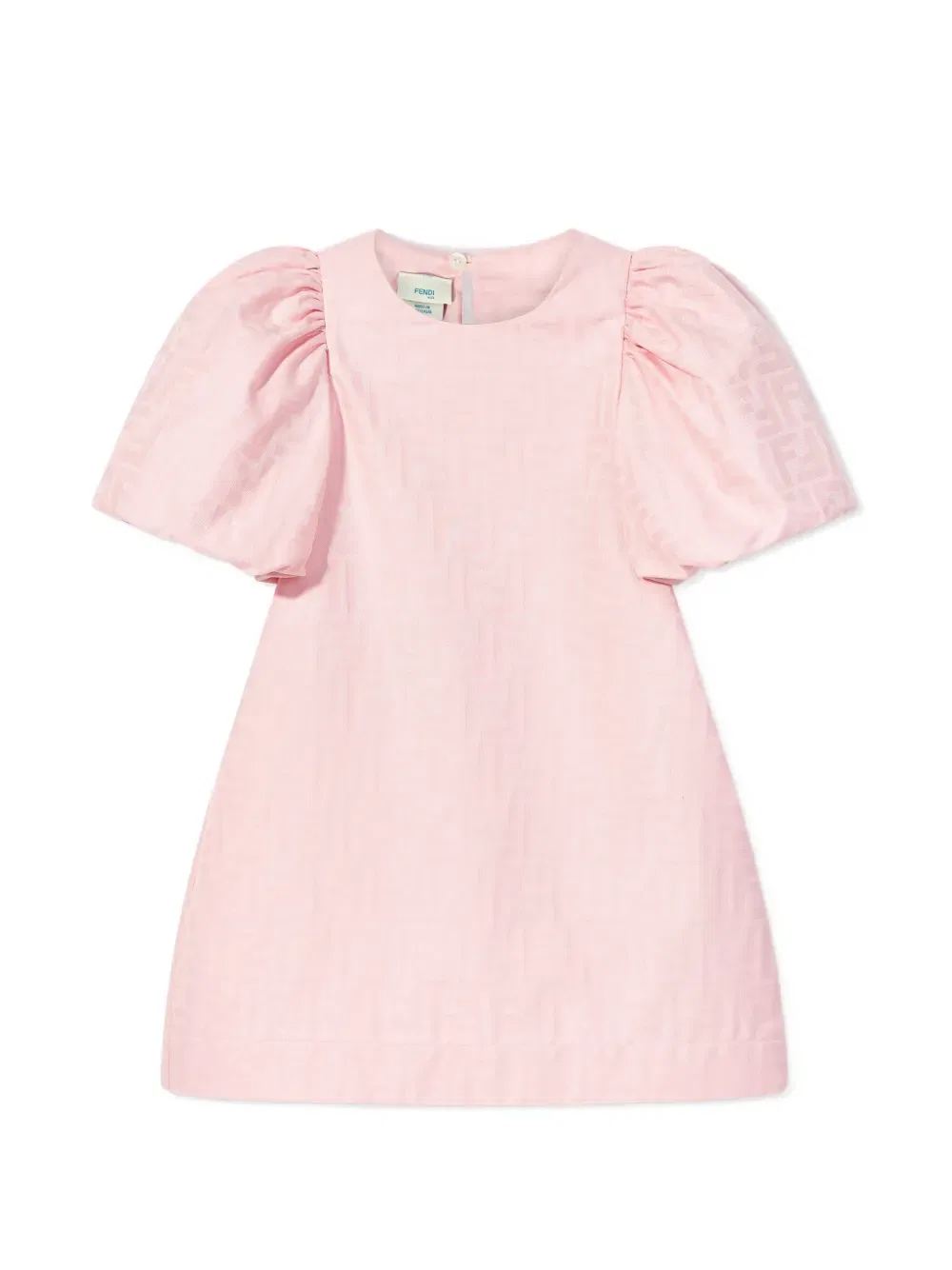 Платье с круглым вырезом и пышными рукавами Fendi Kids, розовый