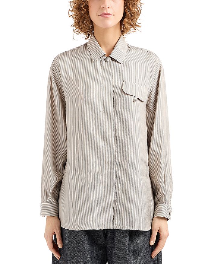 

Шёлковая рубашка Emporio Armani, слоновая кость/кремовый