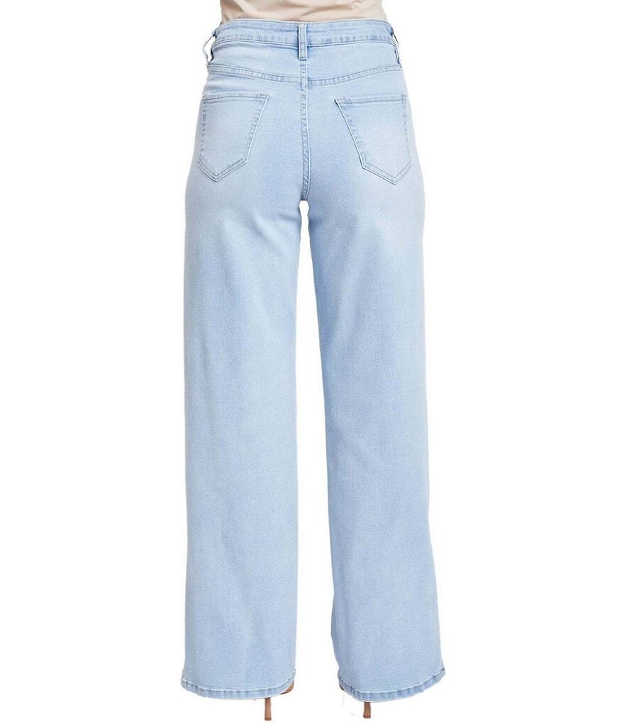 

YMI Jeanswear Прямые джинсы с высокой посадкой и боковыми разрезами по низу, синий