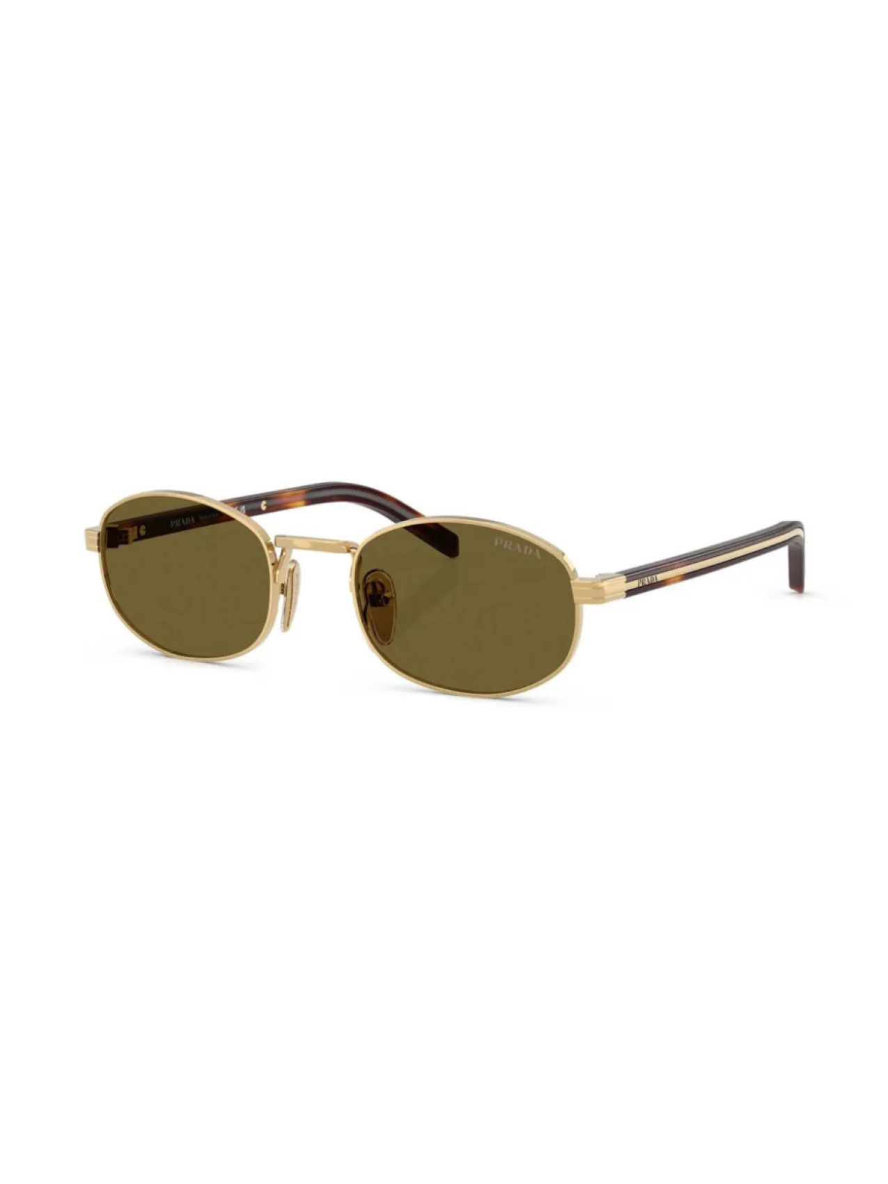 Prada Eyewear солнцезащитные очки в овальной оправе, золотой — фото 2