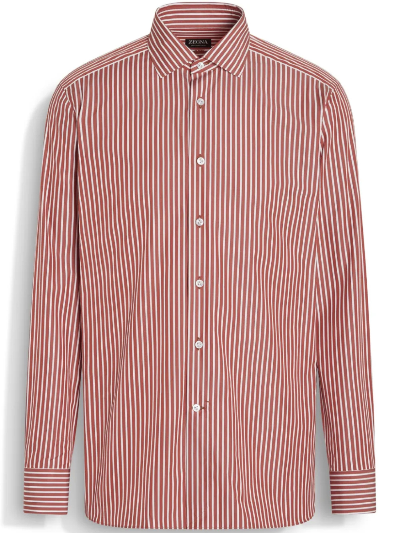 

Полосатая хлопковая рубашка Zegna, красный