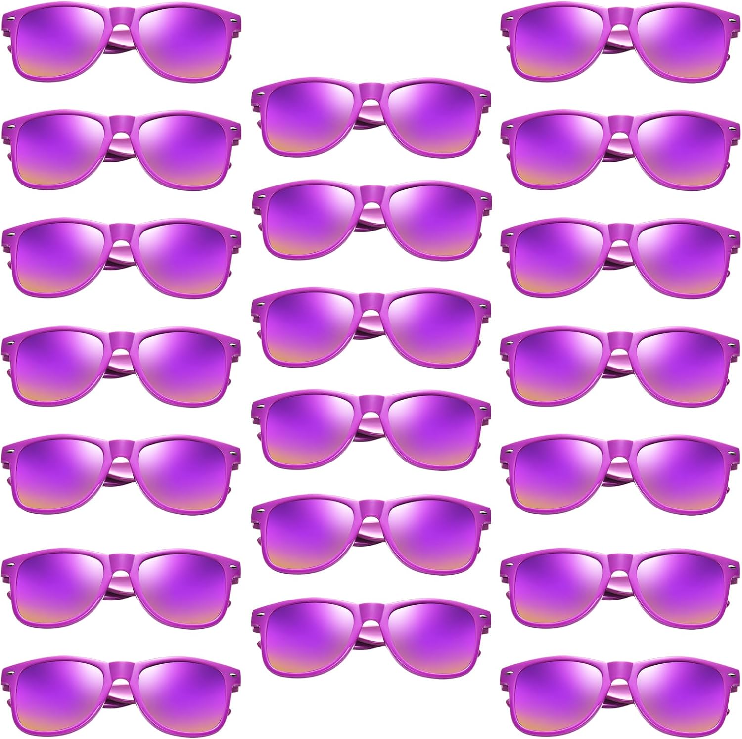 

Pibupibu, набор из 10/20 неоновых солнцезащитных очков для женщин и мужчин, оптовая продажа, ретро-очки в стиле 80-х, красочные зеркальные, для вечеринок, для взрослых и мужчин, Purple 20 Packs