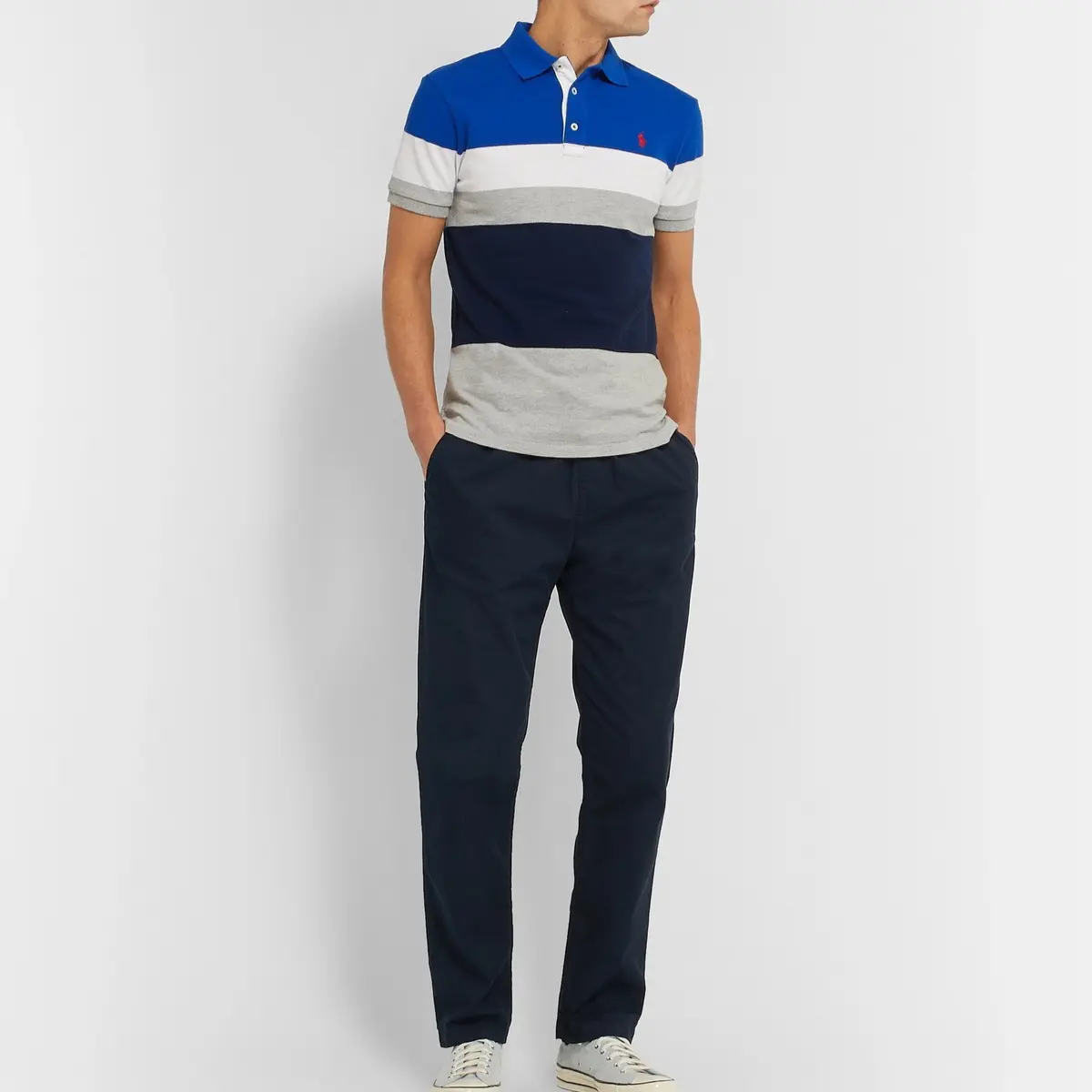 Polo Ralph Lauren Мужская поло сине-серого цвета — фото 2