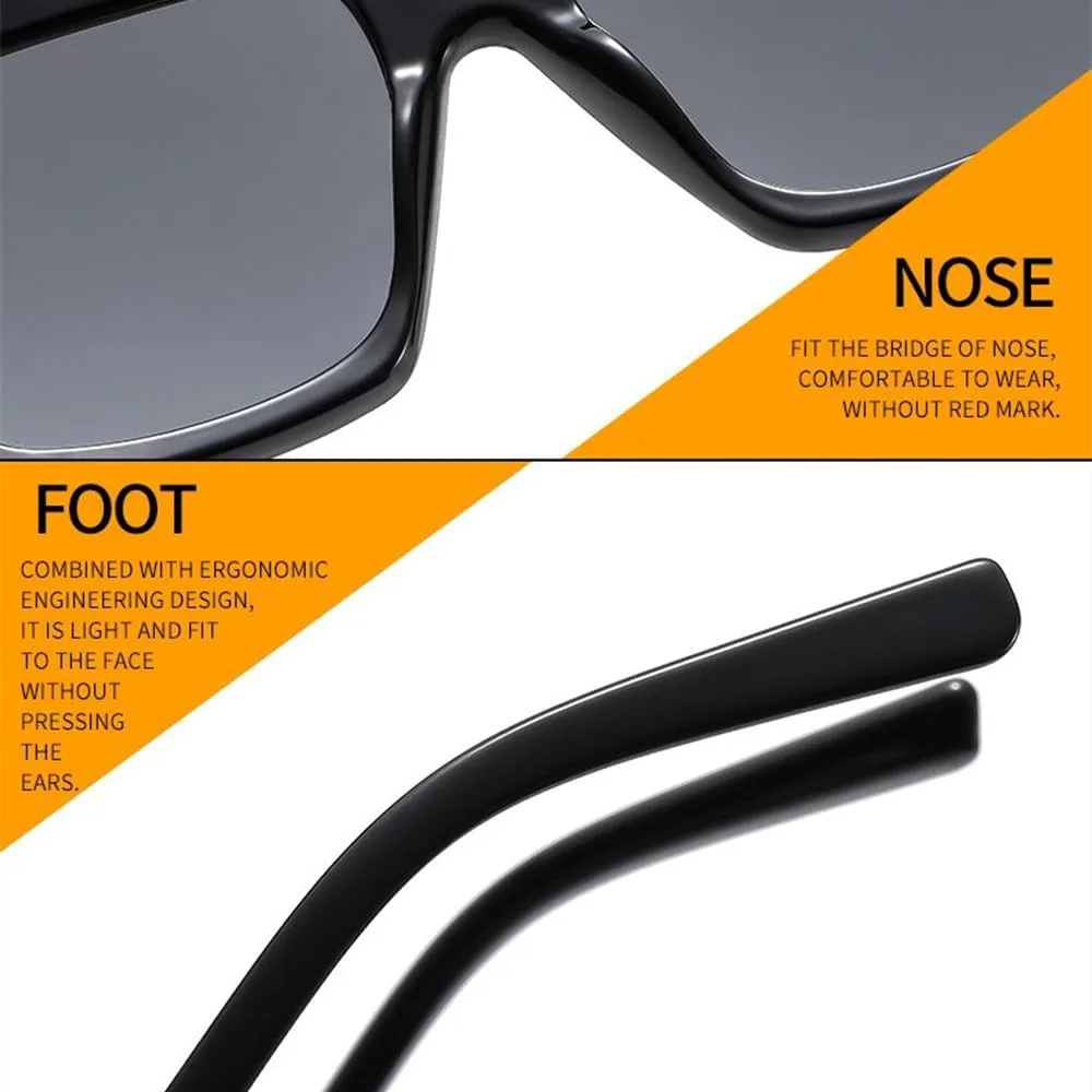 

Солнцезащитные очки LVTFCO в стиле ретро для женщин и мужчин, модные очки в крупной оправе, уникальные трендовые очки с защитой от УФ-излучения UV400, Black Blue