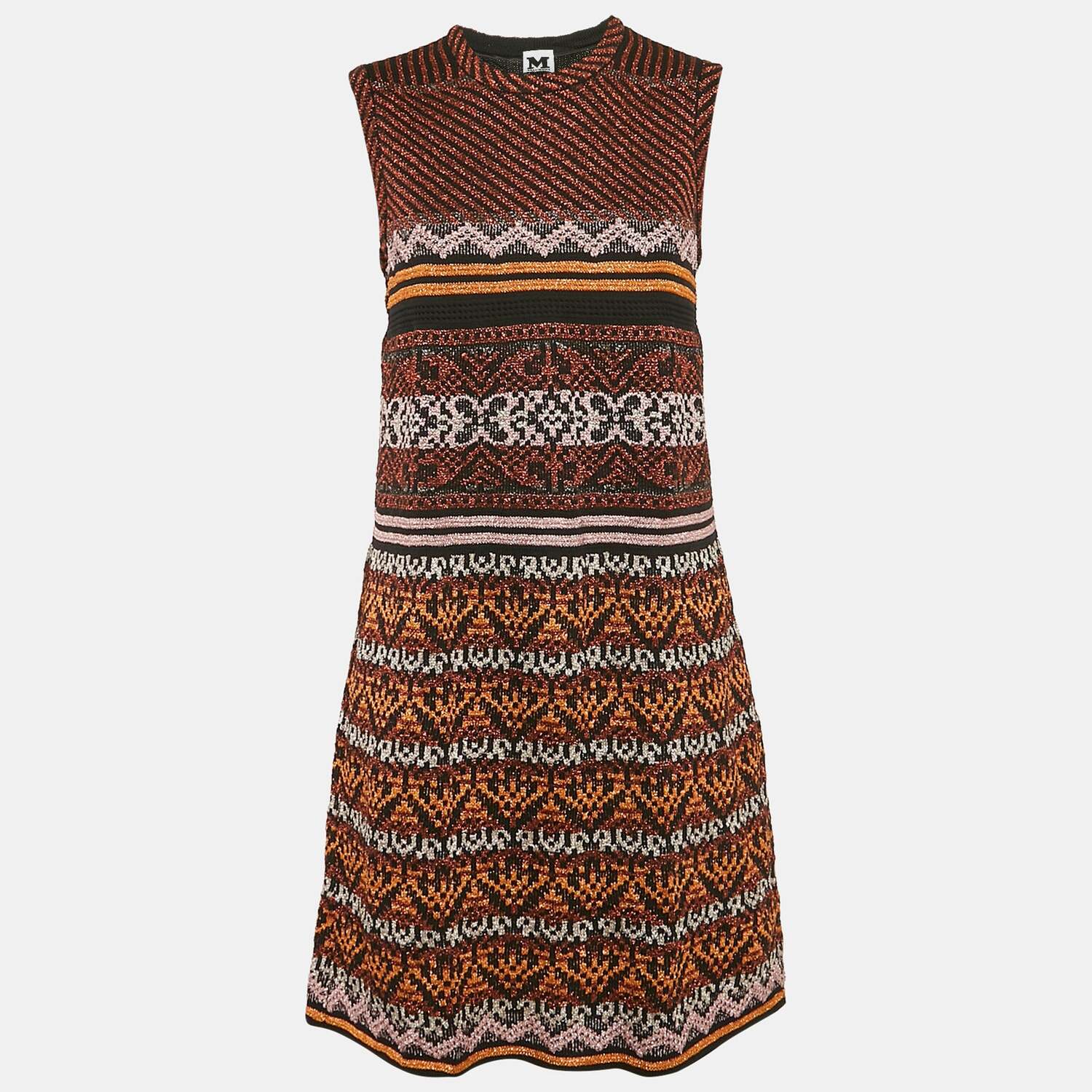 

M Missoni Короткое платье без рукавов Missoni с разноцветным узором из люрекса