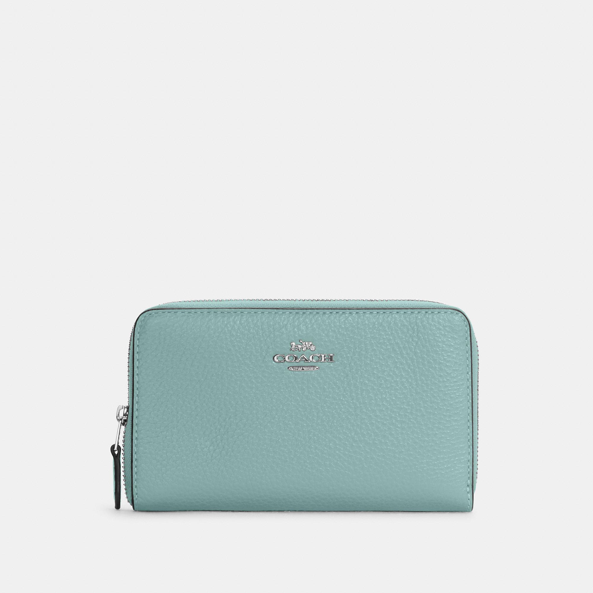 

Кошелек COACH Medium Id Zip Coach Outlet, светло-бирюзовый/серебристый