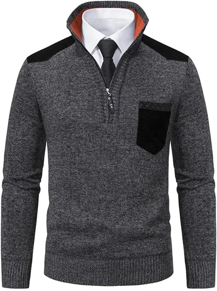 

Зимний мужской свитер с полумолнией и высоким воротником HSIJYGX