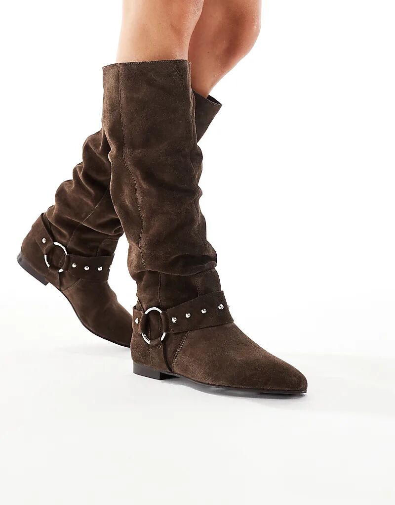 Сапоги-пикси Schuh Dallas slochy из коричневой замши — фото 3