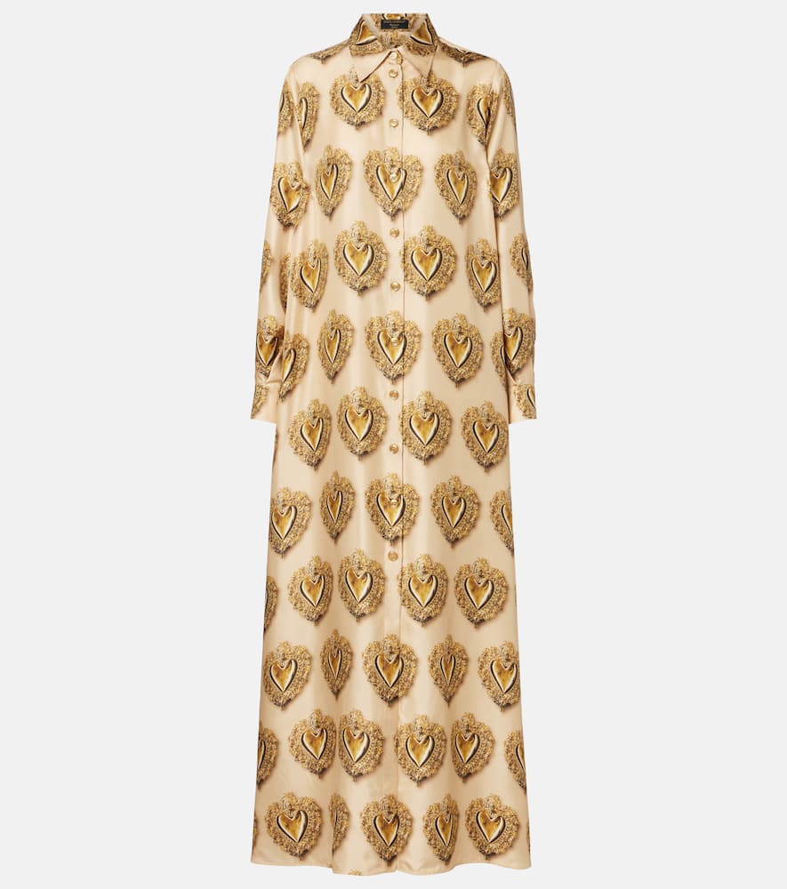 

Печатное платье-рубашка из шелка Dolce&Gabbana, Sacro Cuore F.Sabbia