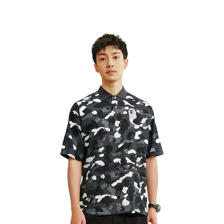 Bape City Camo Large Ape Head Relaxed Fit Polo A BATHING APE, черный BKX — фото 4