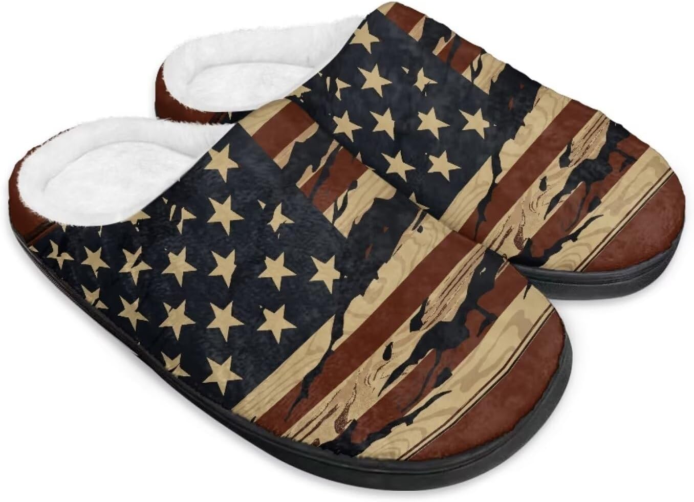 

Домашние тапочки с принтом для женщин и мужчин, зимние теплые плюшевые тапочки с нескользящей подошвой для дома и улицы Noprintge, Usa Flag
