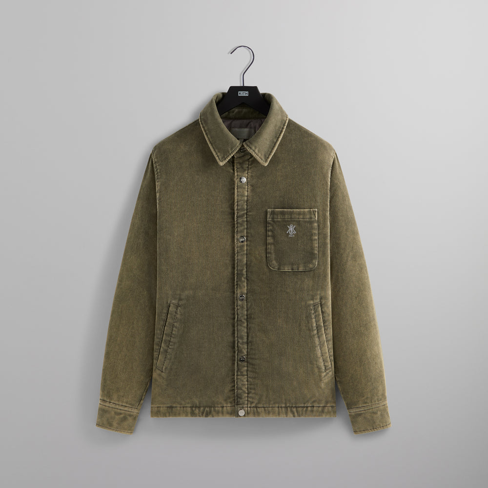 

Куртка Kith Washed Corduroy Brixton Puffed Shirt Jacket, цвет Mire