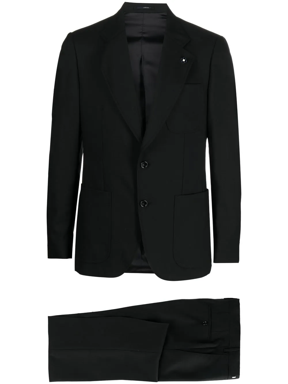 

Шерстяной костюм с однобортным пиджаком Lardini, черный