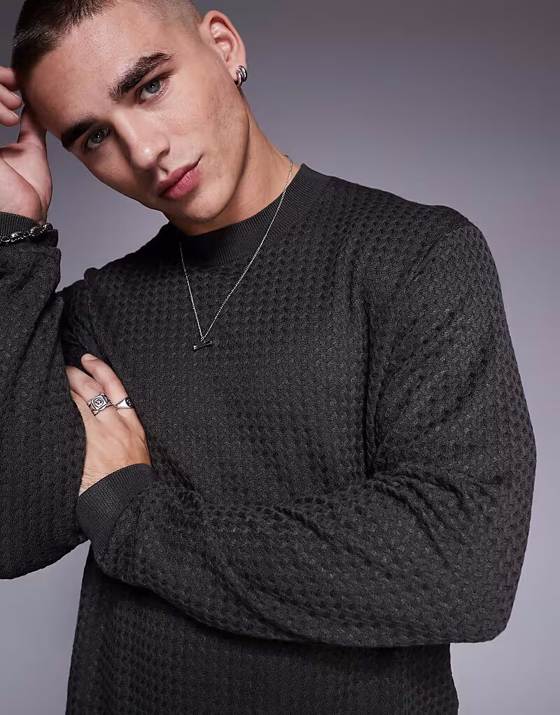

Джемпер Armani Exchange с круглым вырезом и текстурированным логотипом темно-зеленого цвета