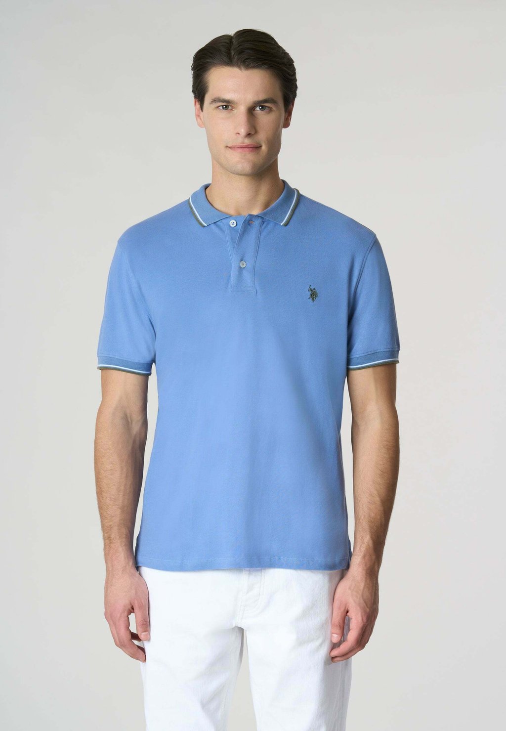 

Поло A MANICHE CORTE IN CON DETTAGLI SU E COLLETTO U.S. Polo Assn., синий