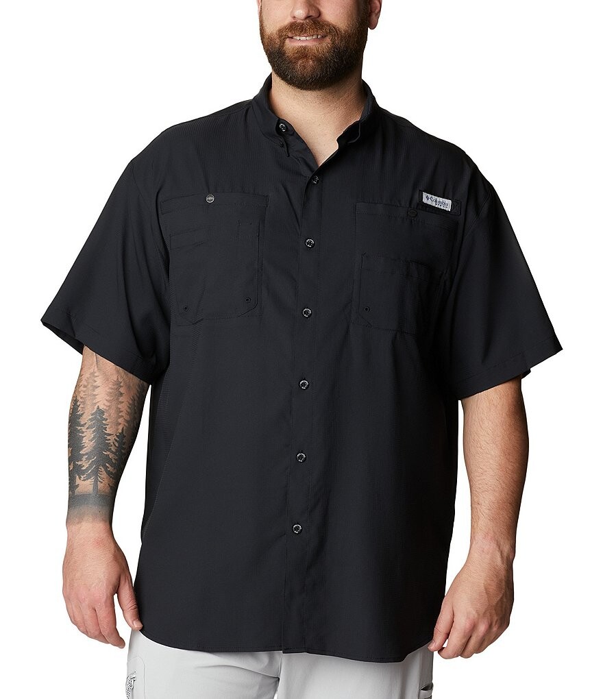 

Однотонная рубашка с короткими рукавами Columbia PFG Big & Tall Tamiami II, черный