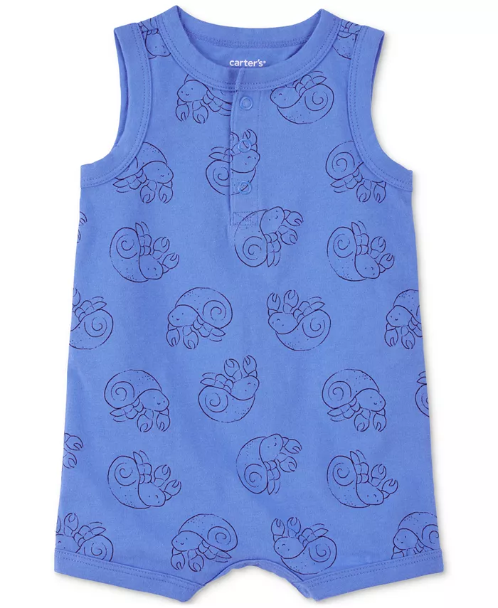 

Детский хлопковый комбинезон для мальчиков с принтом "морской краб" Hermit Crab-Print Carter's, синий