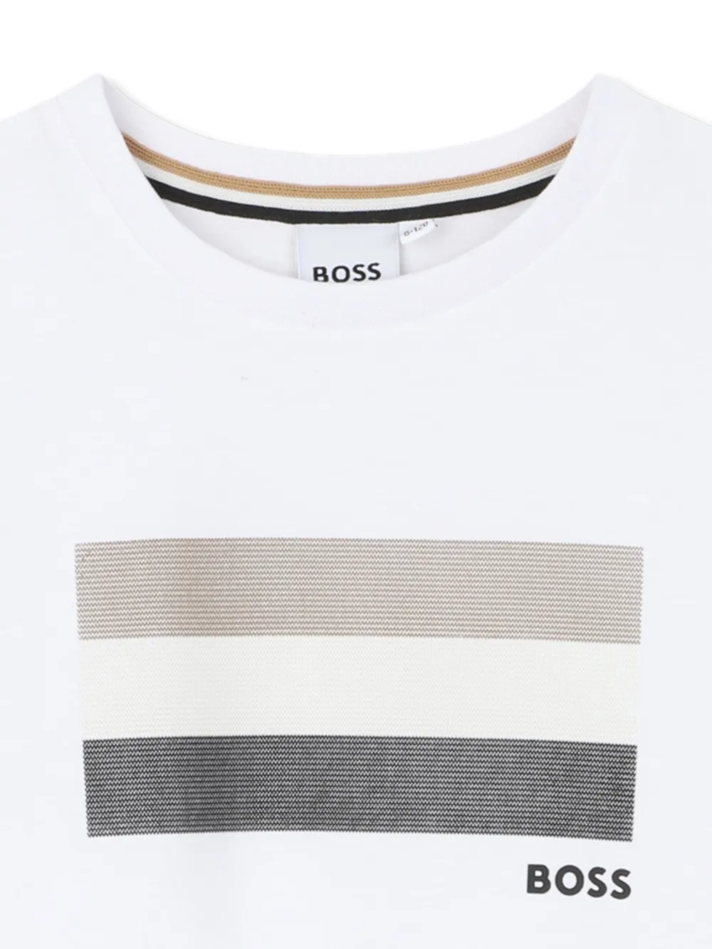 Полосатая футболка с короткими рукавами Boss Kidswear, белый — фото 3