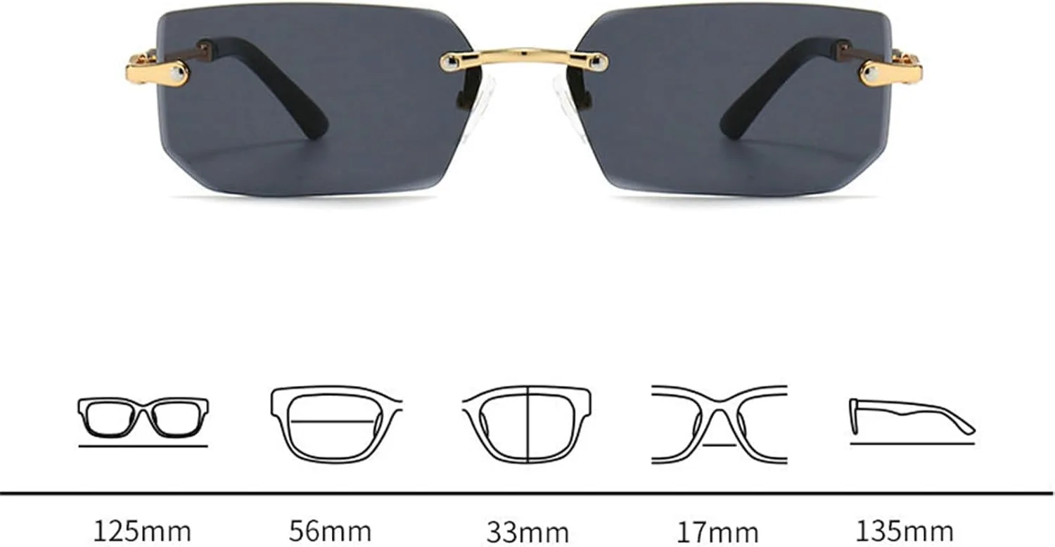 

Солнцезащитные очки без оправы, прямоугольные, мужские и женские, в стиле ретро, ​​квадратные, солнцезащитные очки в стиле Y2k, тонированные очки helena, C8