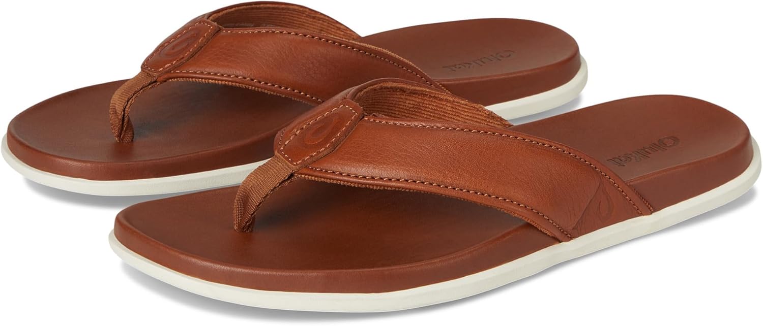 

Мужские кожаные сандалии OLUKAI Olali, и удобные шлепанцы, мягкий и долговечный материал, поддержка свода стопы и комфорт на весь день, Fox/Fox